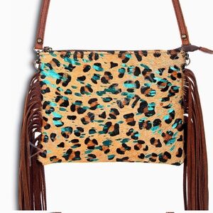 Cheetah print cowhide hair-on genuine leather bag
